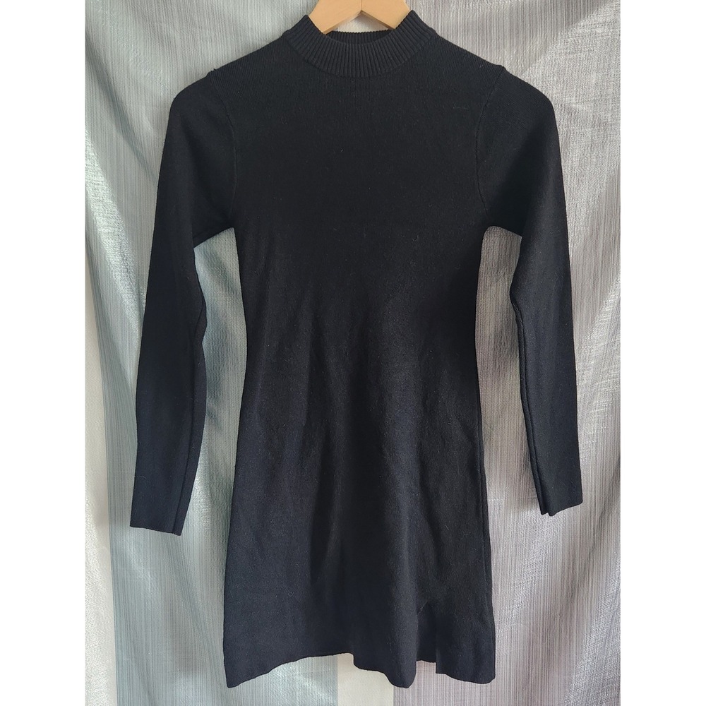 Altard State Black Mock Neck Long Sleeve Knit Dress M Quiet Luxury Minimalist